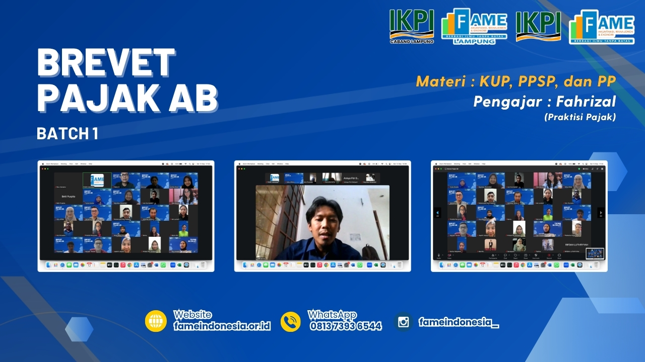 FAME Indonesia × IKPI Sukses Laksanakan Sesi 1–4 Brevet Pajak AB untuk Perkuat Kompetensi Perpajakan Peserta